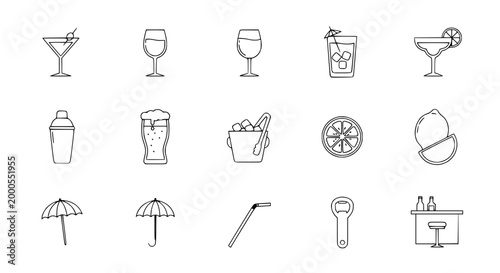 Bar Icons Collection: Cocktails, Drinks, and Accessories