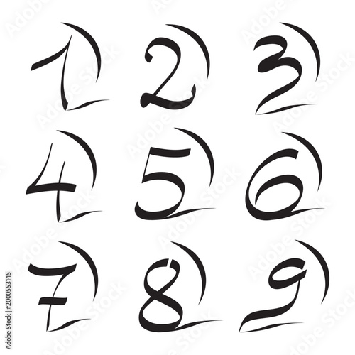 Ensemble d'Icônes Chiffres pour Design Logos - Illustration Vecteur Noir et Blanc