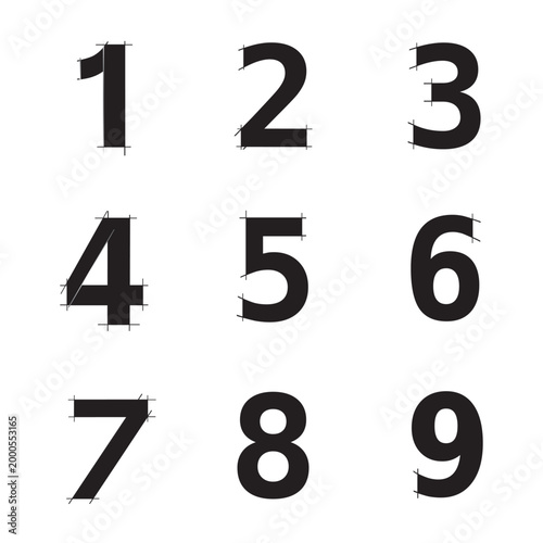 Ensemble d'Icônes Chiffres pour Design Logos - Illustration Vecteur Noir et Blanc