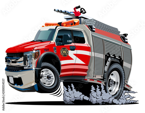 Vector cartoon firetruck. Available EPS-10 vector format separated by groups and layers for easy edit