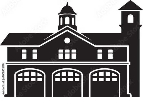 Fire Station Emergency Depot Building Silhouettes