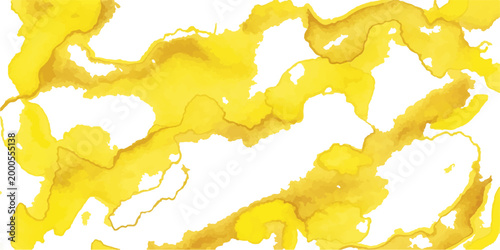 Yellow paint splashes form a grunge vector illustration of the Europe map and continent on a textured wallpaper background with artistic ink symbols of world geography and cartography