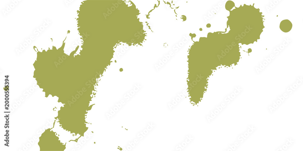 Fototapeta premium Green vector illustration of a world map featuring the continent of Europe with country borders and a detailed outline of Brazil