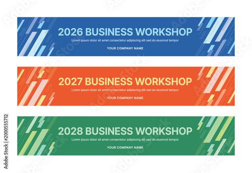 Modern business banner templates with abstract geometric patterns. Perfect for workshops, events, conferences, presentations, or branding projects, combining style and professionalism.