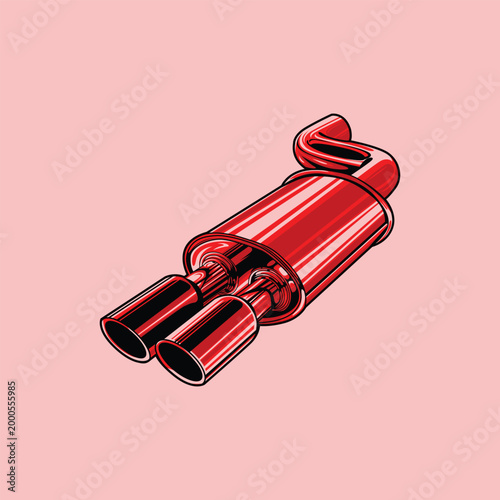Red Car Exhaust Vector Stock Illustration