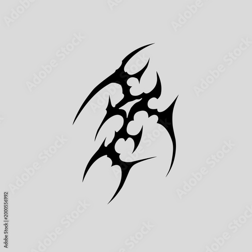 Neo tribal cybersigilism tattoo with sharp gothic thorns, abstract symbol, dark futuristic design in a modern style