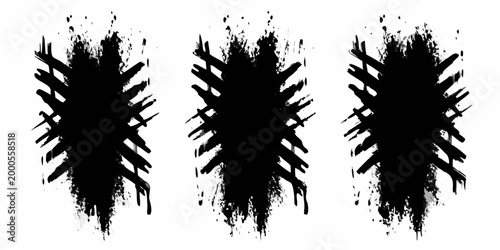 black ink splatter textures with dripping effect on white background high quality professional detailed modern