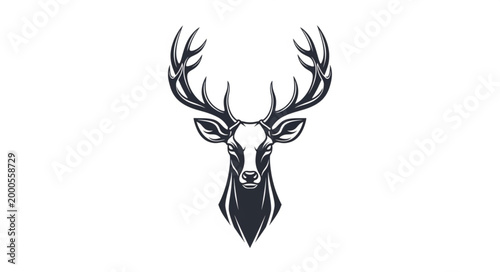Majestic Stag Head Illustration with Antlers.