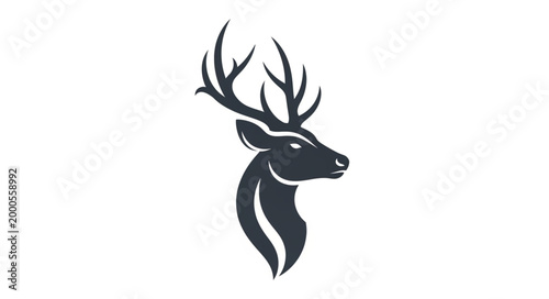 Majestic Stag Head Silhouette Logo Design.