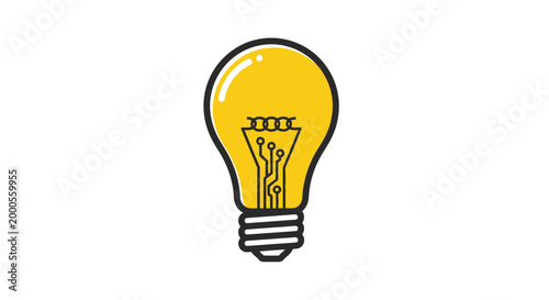 Bright Yellow Light Bulb Symbolizing Idea and Creativity.