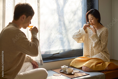 Young couple sharing a perfect moment over tea