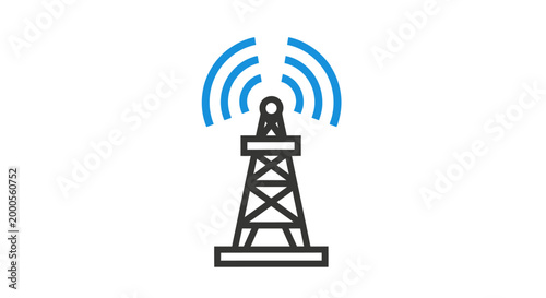 Wireless Transmission Tower Signal Broadcast Illustration.