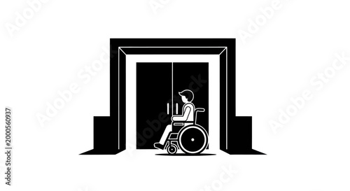 Icon of a person in a wheelchair entering an accessible elevator