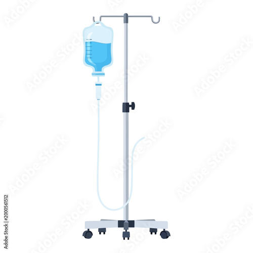 Medical intravenous drip infusion stand vector illustration, essential hospital care equipment for patients