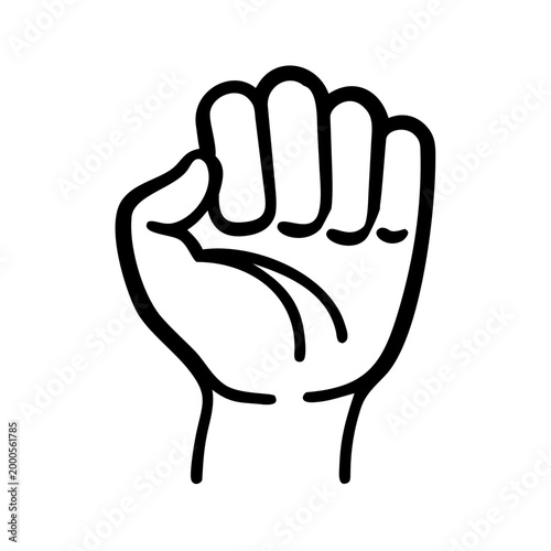 Stylized drawing of a human fist, highlighting the knuckles and fingers in yellow against black.