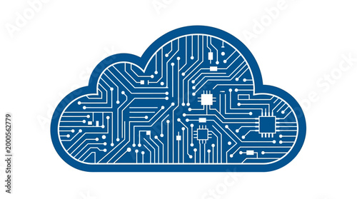 Blue Cloud Circuit Technology Concept for Cloud Computing.