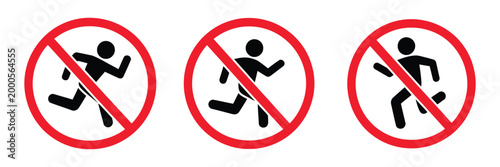 No pedestrian icon, restricted entry graphics, prohibition walking symbols, safety warning concept, vector illustration