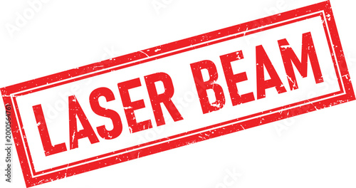 Red Distressed Rubber Stamp with LASER BEAM Text on White Background