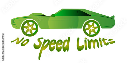 Fashionable T-shirt print. Vector illustration of a sports car for clothing printing. Isolated image. Supercar design for a T-shirt.