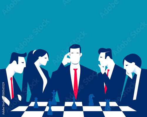 The team is gathered in a circle playing chess, symbolizing strategic planning and solving complex problems.