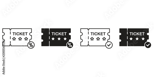 con vector set for tickets and vouchers isolated on transparent background.