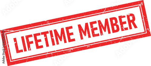 Red Grunge Rubber Stamp Impression With Lifetime Member Text, Isolated Design