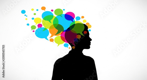 Man with colorful creative thoughts.