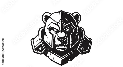 Robotic bear head illustration closeup.