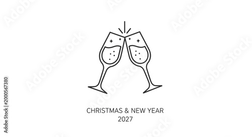 Two Glasses Champagne Toast Celebration.