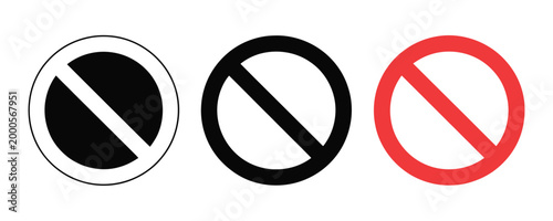 Prohibition icon, no symbol restriction graphics, forbidden warning signs, ban circle slash concept, vector illustration