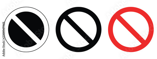 Prohibition icon, no symbol restriction signs, forbidden warning graphics, ban circle slash concept, vector illustration