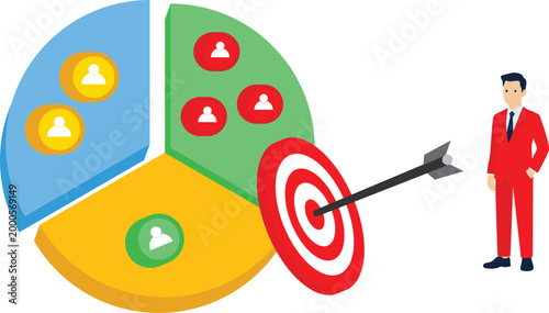 Marketing segmentation and audience targeting concept. Vector illustration for customer groups, targeted campaigns, and data-driven marketing strategy.

