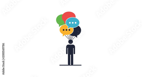 Tableau sur toile Man with speech bubbles on head.