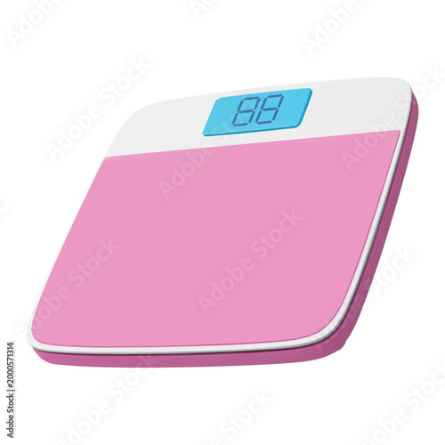 A modern electronic floor scale in a bright pink design with a digital LCD display.