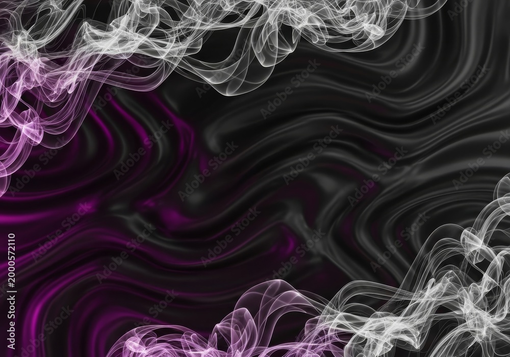 Fototapeta premium Elegant black silk textures blend with shimmering platinum vapor trails, creating a sophisticated and minimalist abstract background design, glow, curve, motion