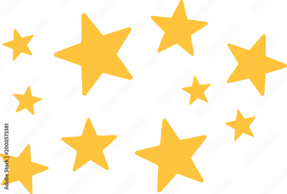 Obraz premium Scattered yellow stars on a white background pattern celebration