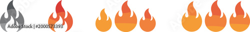 Collection of stylized flame in grayscale and warm colors fire symbol heat energy