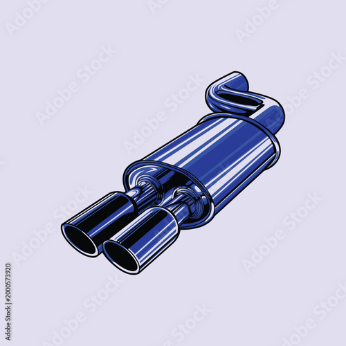 Blue Car Exhaust Vector Stock Illustration