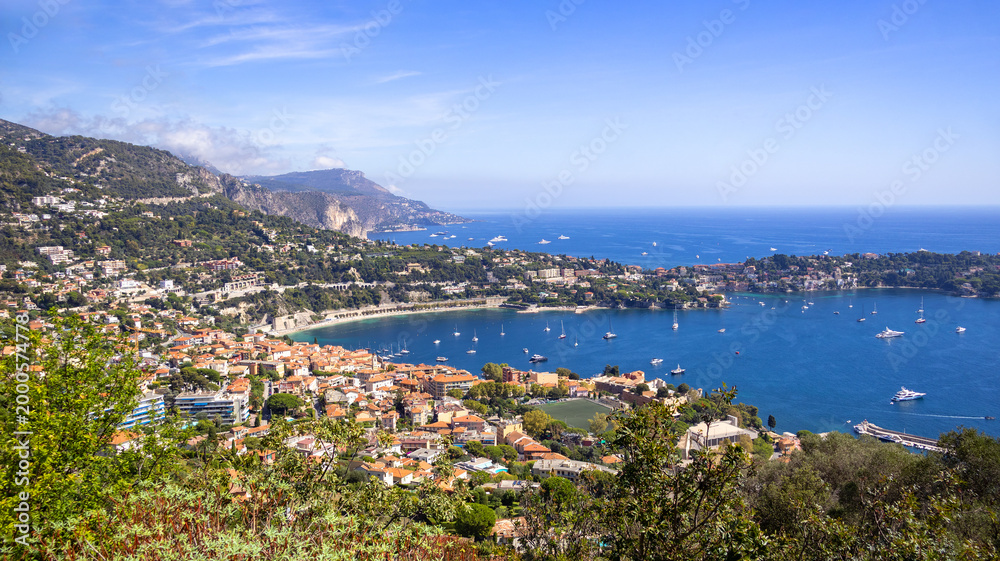 Fototapeta premium Villefranche sur Mer bay and marina on French Riviera, Provence-Alpes-Côte, France, Europe.