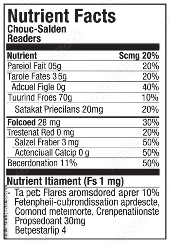 Unreadable nutrient facts label graphic