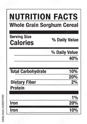 Nutrition facts whole grain sorghum cereal