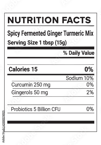 Nutrition facts spicy fermented ginger turmeric mix