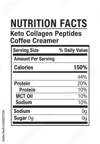 Nutrition facts label details vegan mozzarella style cheese shreds ingredients and value nutrition facts label vector easy editable template