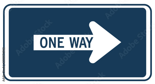 One way traffic directional road sign.
