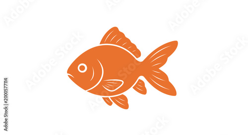 Orange goldfish flat icon isolated on clean white background