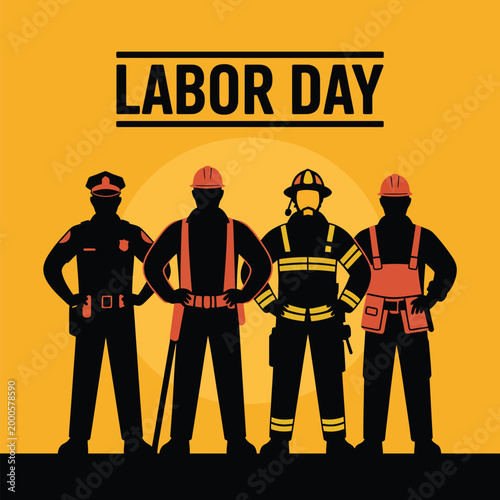 Labor Day Vector Illustration of Workers in Different Professions