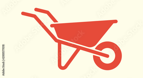 Red Wheelbarrow Silhouette Icon for Gardening Landscaping and Construction Projects Web Graphic