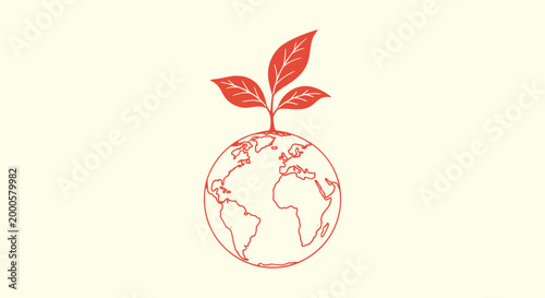 Sustainable Earth Concept with Sprouting Leaves for Global Ecology Awareness and Green Environment