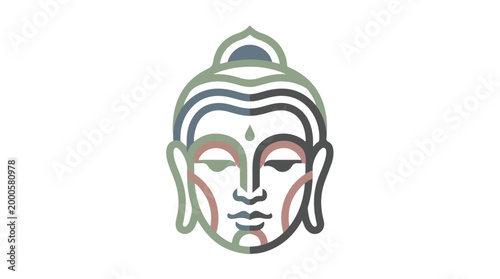 Stylized Minimalist Buddha Head Illustration for Meditation and Zen Design.