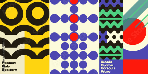 geometric pattern with bold shapes in yellow blue and green high quality professional detailed modern